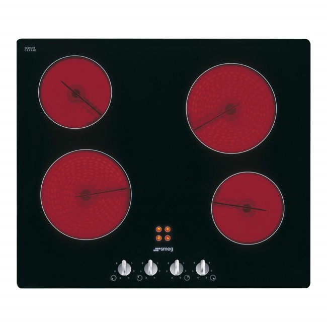 Smeg S264C Cucina 60cm 4 Zone Ceramic Hob with Straight Edge Glass and New Style Silver