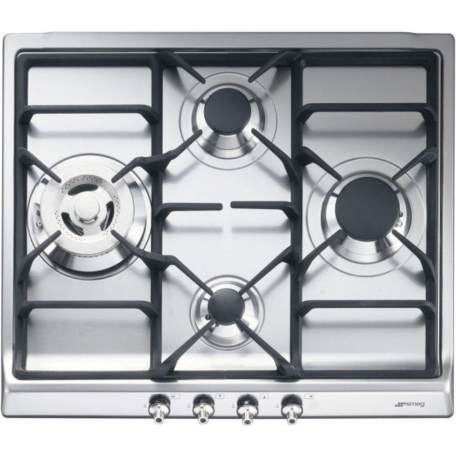 Smeg SER60SGH3 Classic Stainless Steel 60cm Gas Hob With Cast Iron Pan Stands