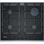 Neff T26TA49N0 61cm Four Zone Gas-on-glass Hob Black With Cast Iron Pan Stands