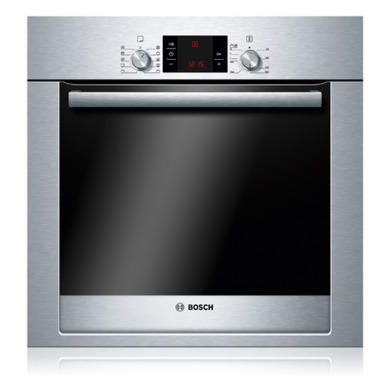GRADE A1  - Bosch Exxcel Pyrolytic Single Oven Brushed Steel Metal-capped Pop-out Controls And Touch