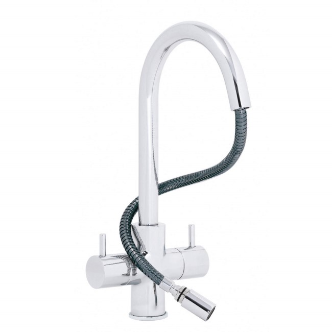 Astracast TP0421 Shannon Twin Lever Single Flow Tap with Pull-out Nozzle - Chrome