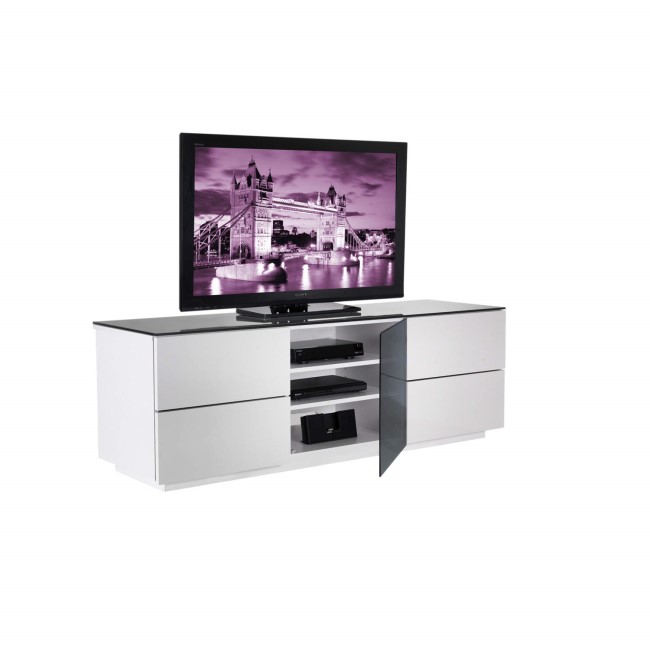 UKCF London Gloss White and Black TV Cabinet - Up to 60 Inch