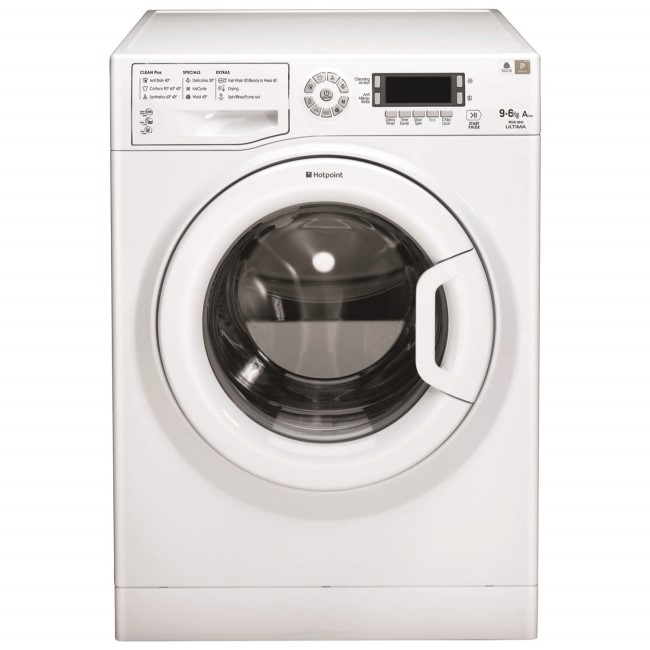 GRADE A3 - Heavy cosmetic damage - Hotpoint WDUD9640P 9kg Wash 6kg Dry Freestanding Washer Dryer - White