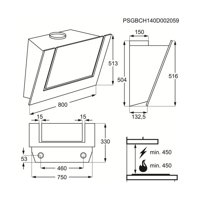 AEG X68163BV10 80cm Angled Cooker Hood Black Appliances Direct