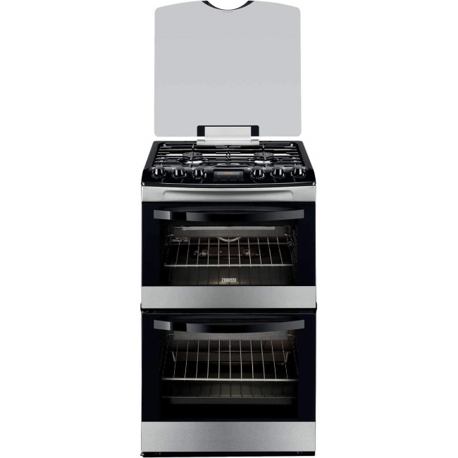 GRADE A2 - Light cosmetic damage - Zanussi ZCG43200XA Stainless Steel 55cm Double Oven Gas Cooker