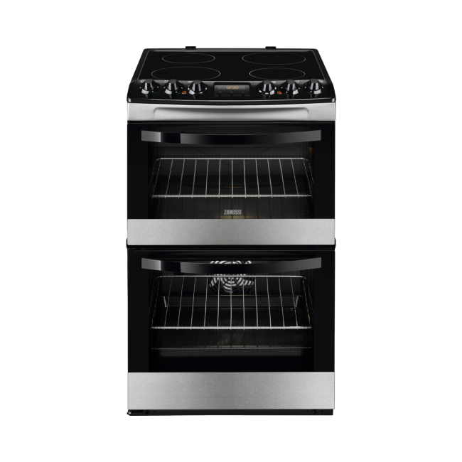 Zanussi ZCV46200XA 55cm Double Oven Electric Cooker With Ceramic Hob - Stainless Steel