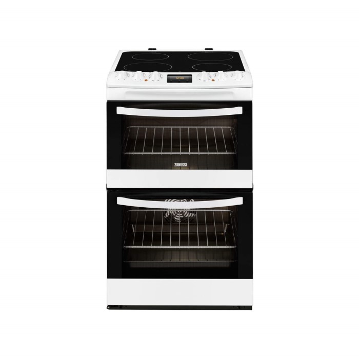Zanussi ZCV48300WA 55cm Double Oven Electric Cooker With Ceramic Hob