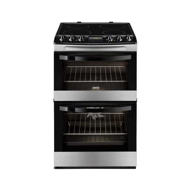 Zanussi ZCV48300XA Stainless Steel 55cm Double Oven Electric Cooker With Ceramic Hob
