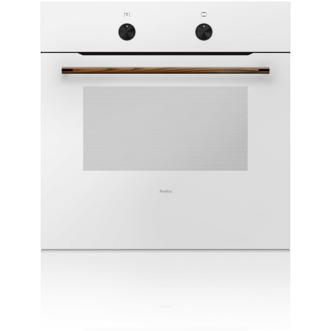 Amica ZENWHITE 66L Multifunction Electric Single Oven With LED Programmer And Wooden Handle - White