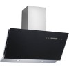 GRADE A1 - electriQ 90cm Sloping Black Glass Touch Control Includes Optional Chimney 