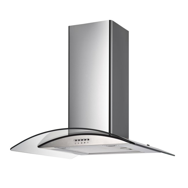 GRADE A1 - electriQ 80cm Curved Glass Stainless Steel Chimney Cooker Hood