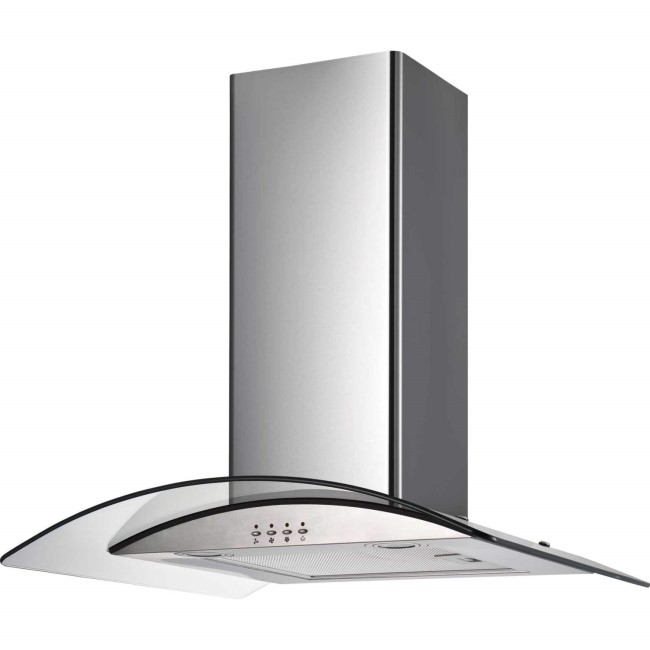 GRADE A3 - electriQ 80cm Curved Glass Stainless Steel Chimney Cooker Hood