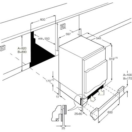 inbuilt fridge size