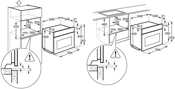 AEG KS8400501M technical drawing and dimensions