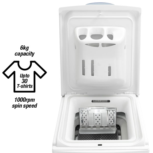 Whirlpool AWE6761 Top-loading Washing Machine, 6kg capacity can wash up to 30 t-shirts, 1000rpm spin speed