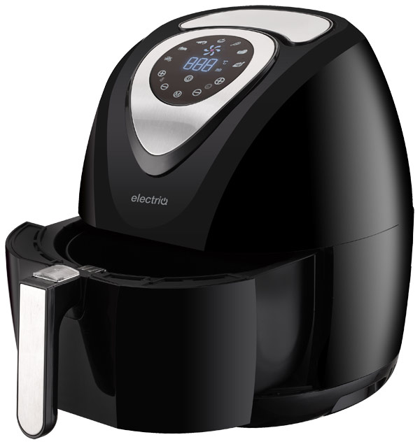 electriQ Air Fryer convenient design, split bowl and digital display