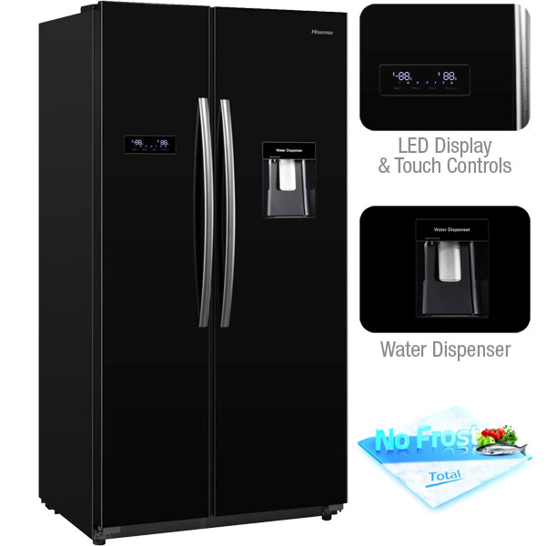 Hisense RS723N4WB1 American Fridge Freezer with water dispenser and LED display