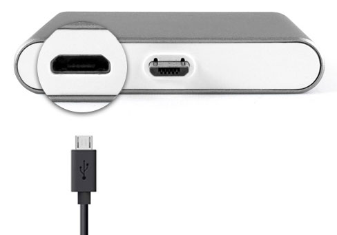 Micro USB connector and port for quick, wireless charging