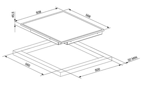 Smeg SE664CX2 technical drawing and dimensions