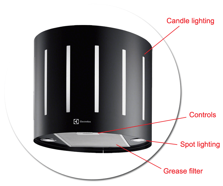 Electrolux EFA50700K Stylish Suspended 50cm Island Cooker Hood Black