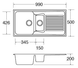 as2cm composite sink diagram