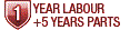 Warranty : 1 year labour/5 years parts