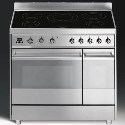 SY92IPX8 Smeg SY92IPX8 Symphony Dual Cavity Pyro Induction 90cm Electric Range Cooker in Stainless steel