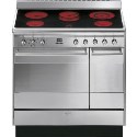 SUK92CMX8 Smeg Concert Stainless Steel Double Oven 90cm Electric Range Cooker with Ceramic Hob