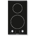 PKF375V14E Bosch PKF375V14E Logixx 2 Zone QuickTherm Ceramic Hob with Brushed Steel Trim in Black