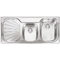 EUX621L Franke Erica One and Three Quarter Bowl Left Hand Drainer Silk Steel Sink