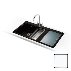 Franke Mythos 1.5 Bowl Granite Sink And Tap Designer Pack in Polar White - RHD - MTG651-100RPWDP