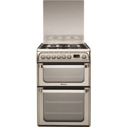 Hotpoint Ultima 60cm Double Oven Dual Fuel Cooker in Stainless steel - HUD61X