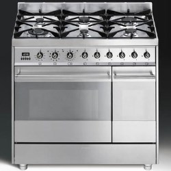 Smeg Symphony Dual Cavity Pyro 90cm Dual Fuel Range Cooker in Stainless steel - SY92PX8