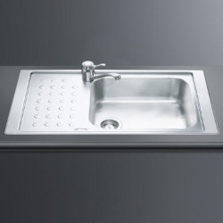Smeg 86.5cm Stainless Steel SB Single Left Hand Drainer Ultra Low Profile Sink - LV951S-3