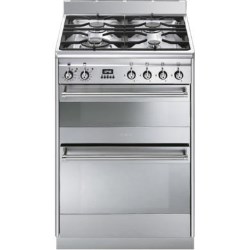 Smeg Concert Double Oven 60cm Dual Fuel Cooker in Stainless steel