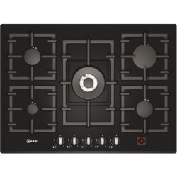 Neff Series 3 70cm Gas-on-glass Hob with Facetted Front in Black glass