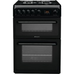 Hotpoint 60cm Double Oven Gas Cooker in Black - HAG60K