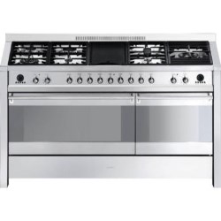 Smeg Opera Dual Cavity 150cm Dual Fuel Range Cooker with Electric Griddle in Stainless Steel - A5-8