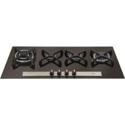 CDA 96cm Four Burner Linear Black Gas-on-glass Hob - HVG93BL