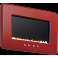 Smeg 50s Retro Style Natural Gas Wall Fire in Red