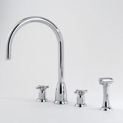 Perrin and Rowe Callisto 3 Hole Crosshead Mixer Tap with C Spout Plus Spray - 4890NI