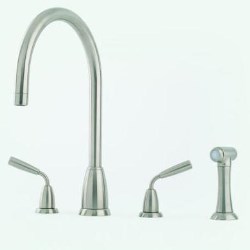 Perrin and Rowe Contemporary Collection Titan Three Hole Mixer Tap With C Spout With Rinse Option - 4876PF