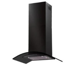 Baumatic Curved Glass 70cm Chimney Hood in Black - BT7.3BGL