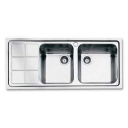 Baumatic Two Bowl Sink and Left Hand Drainer in Stainless steel - CU20LHDIX