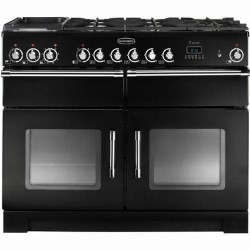 Rangemaster 80520 Excel 110cm Dual Fuel Range Cooker in Black & Chrome - EXL110DFFBLC