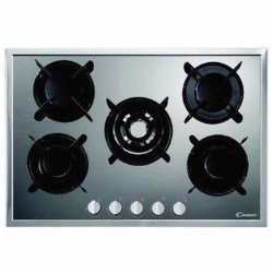 Candy 75cm Plan 5 Burner Gas-on-glass Hob with Stainless Steel Frame - PV750SX
