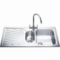 Smeg 1.5 Bowl Single Drainer Inset Sink with Antiscratch Finish - Left Hand Drainer - SBD102LFR