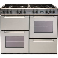 New World 100DFT 100cm Dual Fuel Range Cooker in Silver - 444440463