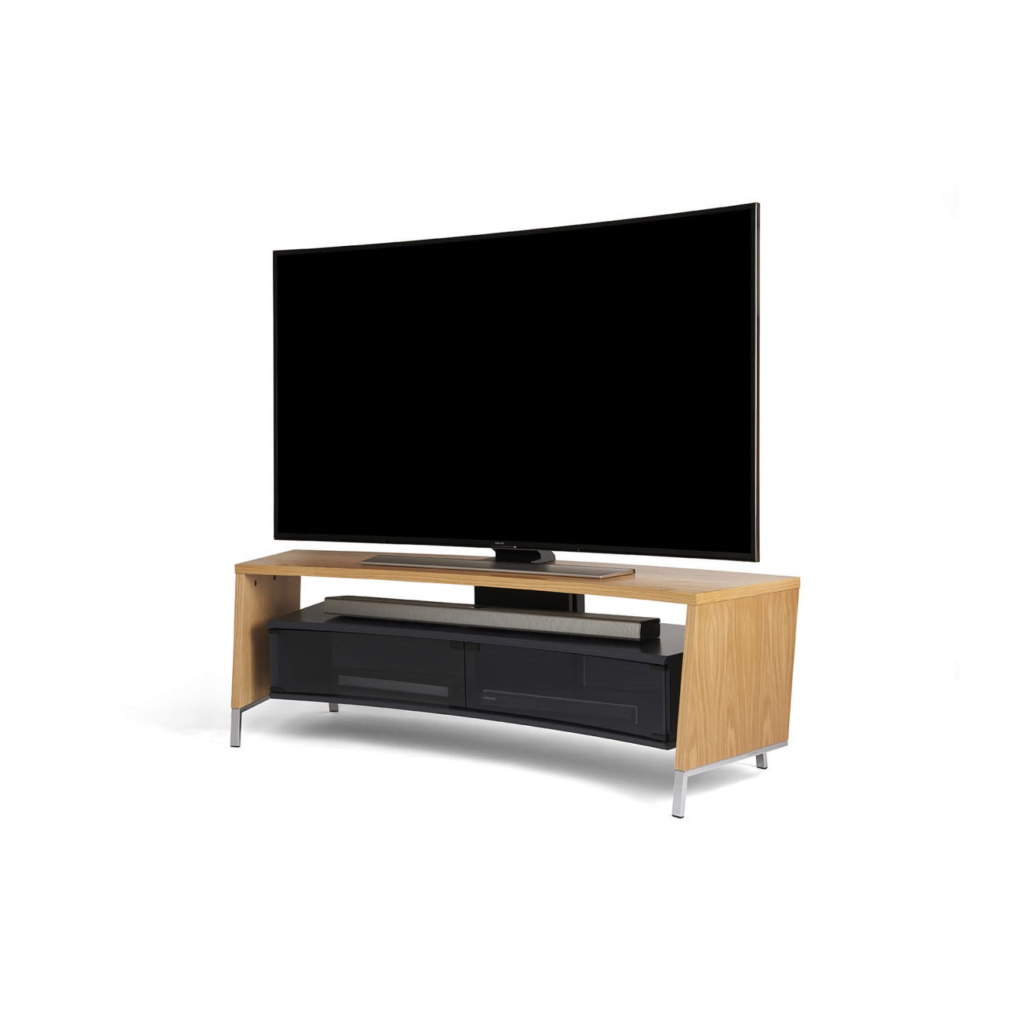 Off The Wall Curve 1500 Oak - Curved TV Stand