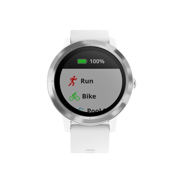 Garmin Vivoactive 3 - Stainless Steel with White Silicone Band